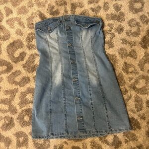 Love Tree Blue Denim Strapless Dress